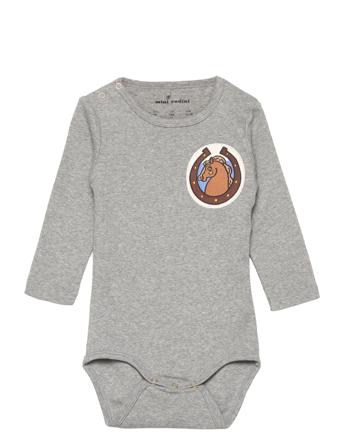 Horses Patch Ls Body Bodies Long-sleeved Grå Mini Rodini