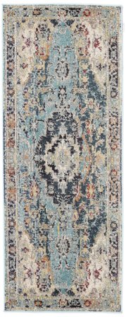 Medaillon Klein Manami Teppich - Dunkelblau/Beige 80X200 Im Klassischen Stil