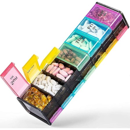 Ekstra Stor Ugentlig Pilleæske 2 Gange Om Dagen - Betife 7 Dages Pilleboks, AM PM Pilleetui med Dobbelt Lag Jumbo Rum til Piller, Vita (D)