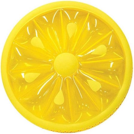 Uppblåsbar flytande ö för pool, hopfälld, flytande linjemodell, flytande hjul, orange citron, stort reservdäck, flytande säng