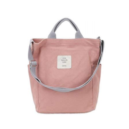 Dames Lærred Tote Håndtasker Casual Skuldertaske Crossbody Casual Stof Shoppingtaske(Pink)