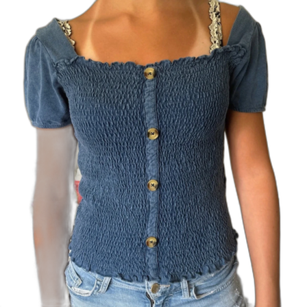 Blå smockad blus från Zara
