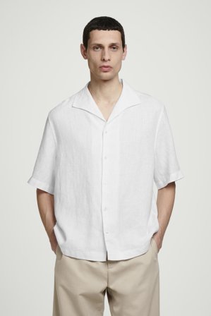 COS Men's Linen Short-Sleeve Shirt in White