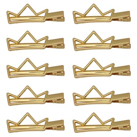 10 st metallklämmor för hår med kronform, krokodilklämmor för hår