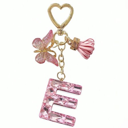 26 bokstaver å velge mellom, rosa skinnende bokstav-nøkkelring