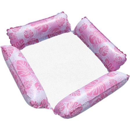 Flydende pool-loungestol oppustelig hængekøje til pool med bundnet (pink)