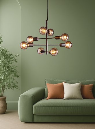 Delta taklampe 8 lys - sort