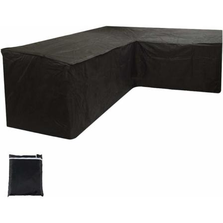 L-formet hagemøbeltrekk Vanntett vindtett trekk med oppbevaringspose for utendørs hagepatio (svart, 286x286x82cm) KLB