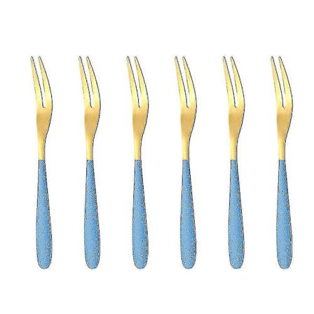 6 stk. gafler, minigafler for østers og skalldyr, smaksgafler for forretter, cocktail fruktgafler-AF