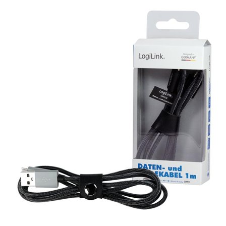 LogiLink - Sync & charging cable, USB to Micro USB male, grey