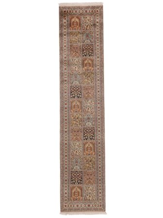 Kashmir Pure Silk Rug Oriental Runner Brown (Silk, India)