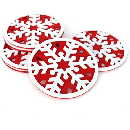 Joulukoristeet Aluslautanen Punainen Lumhiutale Juoma Pöytä Tarvike Juhla Lahja Aluslautanen Koti Sisustus, 6 kpl