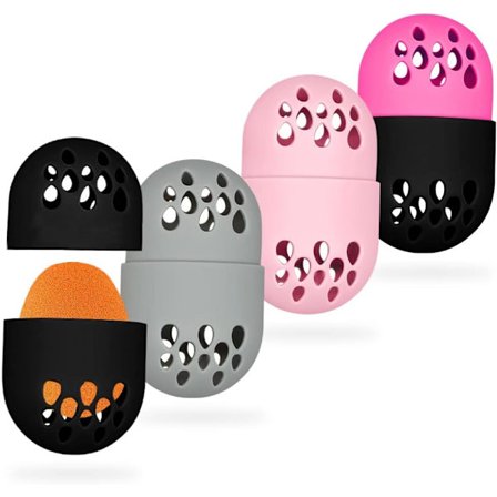 4 Färgade Makeup Svamp Hållare, Beauty Blender Svamp Reseväska,