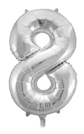 Sifferballong Jumbo 86 cm Silver "0-9" Siffra 8