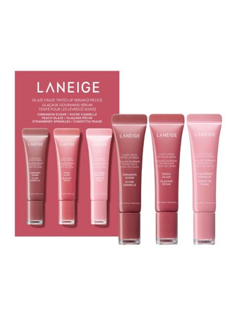 Laneige Glaze Craze Tinted Lip Serum Trio cont.: Glaze Craze Tinted Lip Serum Strawberry Spinkles 12 g + Glaze Craze Tinted Lip Serum Cinnamon Sugar 