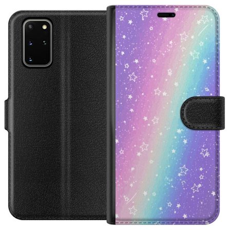 Kompatibelt Lommeboketui til Samsung Galaxy S20+ Rainbow-farget pastellbakgrunn med hvite stjerner og gnistrende prikker i myk overgang