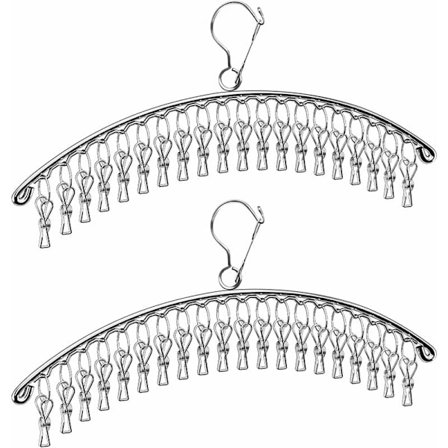 Sæt med 2 sokketørrestativer i rustfrit stål med 40 klemmer - Lille tørrestativ - vindtæt - til sokker, undertøj, håndklæder og sko
