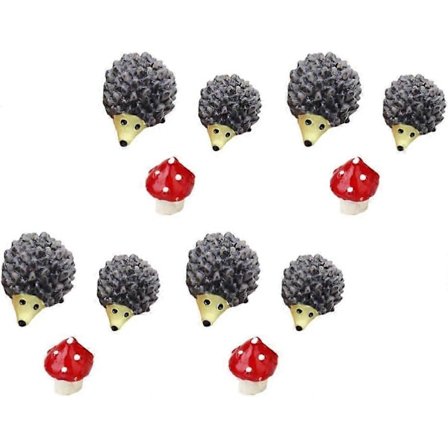 12 stk Harpiks Dyrefigur Mini Pinnsvin Sopp Statue Skulptur