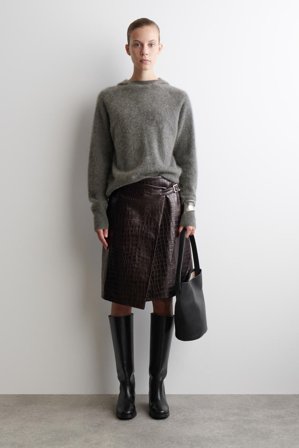 COS Women's Brushed-Cashmere Hoodie in Grey