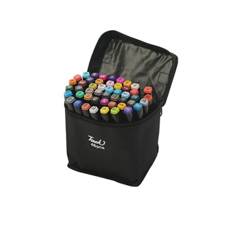 48 kpl - Merkkikynät kotelossa - Kaksisivuinen - Moniväriset kynät