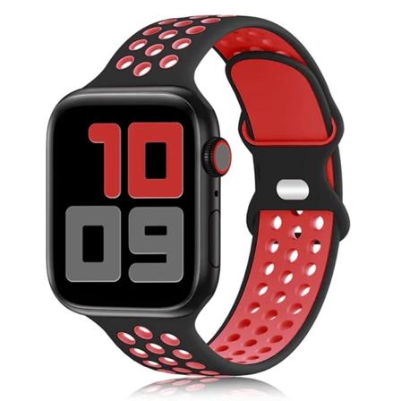 Rem för Apple Watch Band 49mm 44mm 45mm 42mm 41mm 38mm 40mm correa Silikon sportarmband iwatch 8 SE 7 6 5 Ultra 49mm Black Red 38 40 41mm