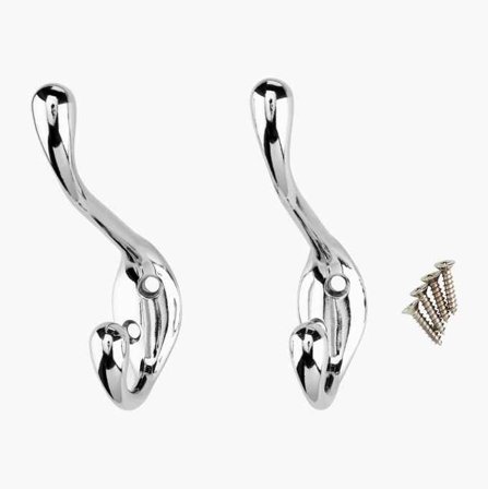 Krom Klädkrok 2-pack i Metall med Skruv - Biltema