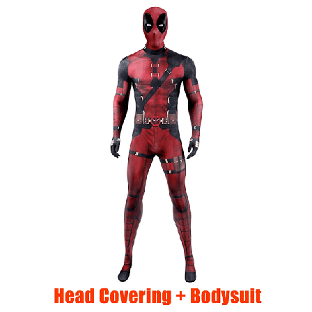 MARVEL Barn Deadpool Cosplay Kostym Vuxna Bodysuit Jumpsuit med Tillbehör Huvudbonad Festkläder Klä Ut Kläder 160(Fit 150-160cm) 2pcs-NEW Design
