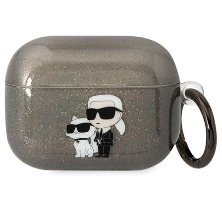 Karl Lagerfeld KLAPHNKCTGK Airpods Pro-deksel svart/svart Glitter Karl&Choupette