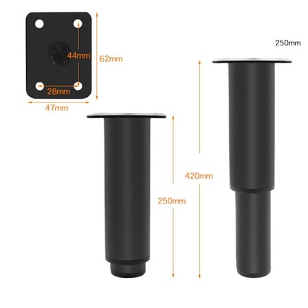 Bed Beam Support Huonekalun jalka MUSTA 25cm