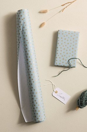 Jotex - Presentpapper - Längd 10 Meter Mintgrön/guld DITTE - Köp Presentpapper & snöre hos Jotex