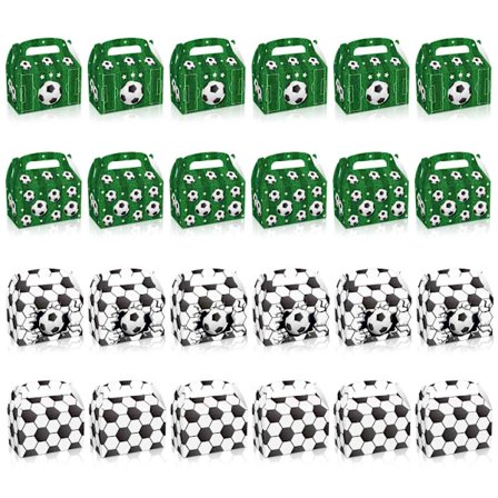 24st Fotbollsfest Treat Box Fotbollspresentaskar Party Godis Kakalåda med handtag för födelsedag Julfotbollsfest