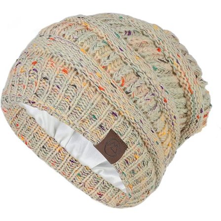 Lue Dame Satengfôret Lue Vinterluer For Dame Silkefôret Slouchy Lue For Vinter Varm Strikket Lue Med Mansjett