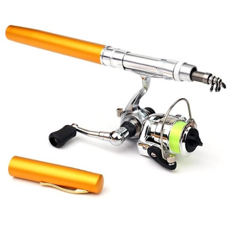 1M / 1,4M lomme sammenklappelig fiskestangshjul Combo Mini Pen Fiskestangsæt Teleskopfiskeri