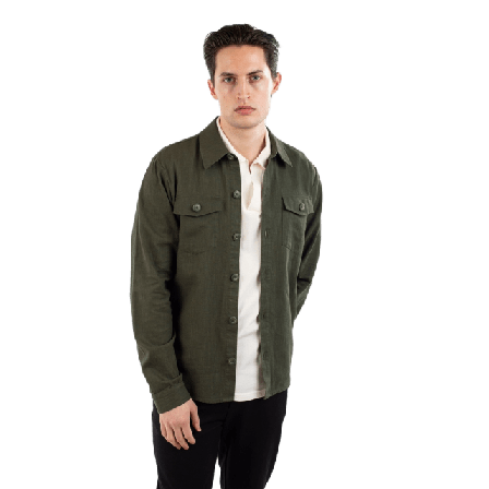 Ciszere Dani Linen Overshirt Skjortor Herr Grön XL