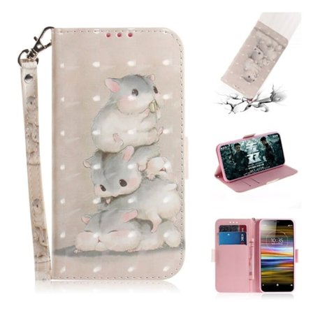 Sony Xperia L3 kuviollinen nahkainen suojakotelo - Hamsterit