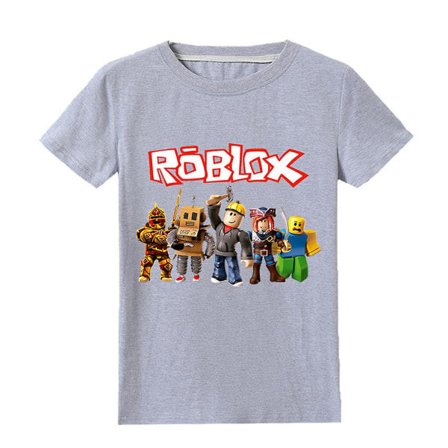 IC Kids Drenge Roblox Print T-shirt Korthærmet Top Sommer Crew Neck Tee Tøj CNMR Grå 7-8 År Grå 7-8 År