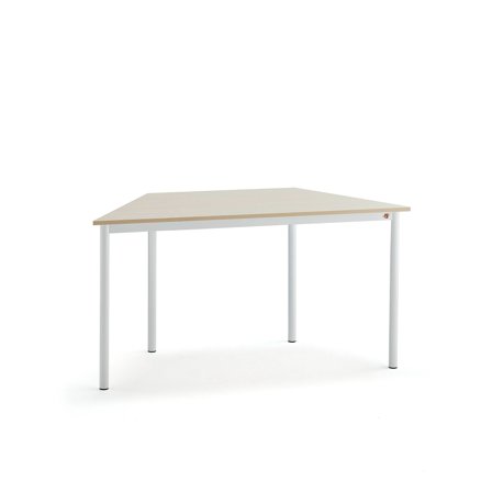 Tisch BORÅS TRAPETS, 1400x700x720 mm, Laminat Birke, weiß