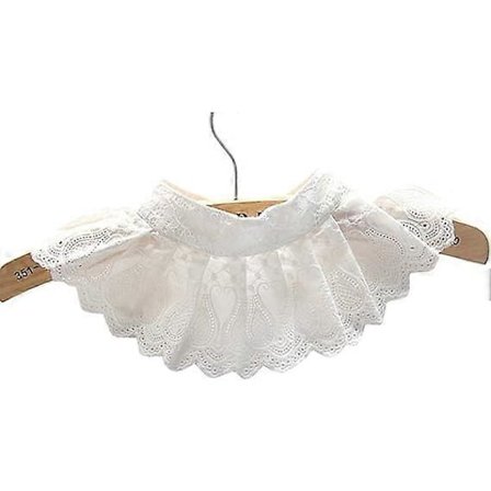 Afslappet Blonde Dekorativ Plisseret Sprede Falsk Krave Choker Bluse Krave, Hvid