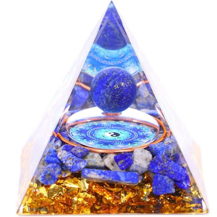 Månesten Krystal Orgon Pyramide - Lapis Lazuli Kugle Tai Chi - Ogan Krystal Energi Tårn - Natur Reiki Healing Chakra Knuste Sten Smykker - 5cm