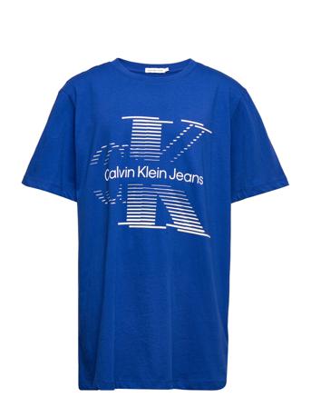 Lined Monogram T-Shirt T-shirts Short-sleeved Blå Calvin Klein