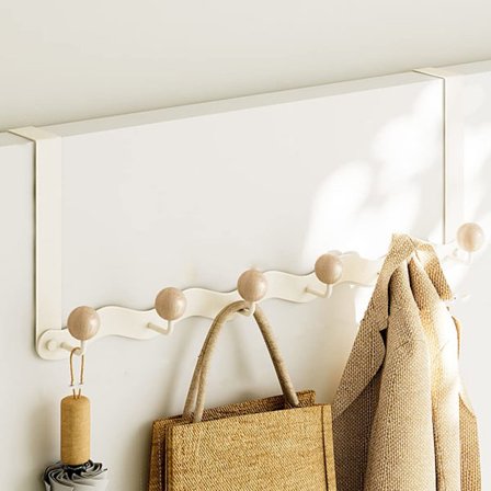 Krok over døren, plassbesparende krokhenger bak døren med 6 kroker, dørtykkelse