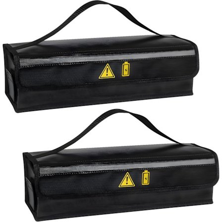 2-pack E-cykel Batteri Brandsäker Låda - 1400°C Resistens, Vattentät & Explosionssäker Väska för Säker Förvaring & Transport