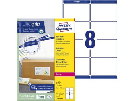 AVERY ZWECKFORM Etikett UltraGrip 99,1x67,7mm 800/fp - Lyreco - Emballage och lagerutrustning - Etiketter och godsmärkning - Adressetiketter