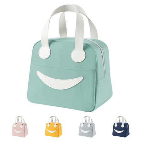 Isolerad kylväska Smiley Lunch Bag Lätt att rengöra Lunch Bag(Grön)