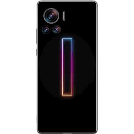 Kompatibel Mobilcover til Motorola Motorola Edge 30 Ultra Minimalistisk neonbogstav I i regnbuefarver mod mørk baggrund