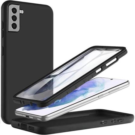 CQBB Helkropsskal til Samsung S21, Anti-Scratch Silikon Hybrid Beskyttelse Sort