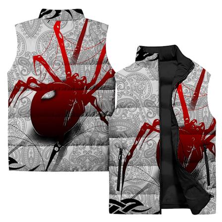 Mænds Vintervest Edderkop og Rød Drage Print Trendy Vest Mænd Jakker Mænds Tøj 2024 Harajuku Streetwear Veste Ærmeløs P24051CWJ-90PG M