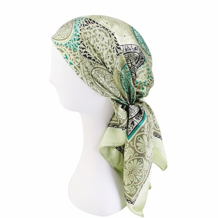 Cashewblomma turban cap - simulering silkes wrap scarf cap bunt typ (gräsgrön)