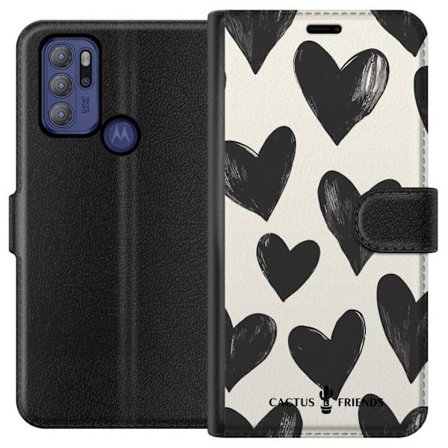 Kompatibelt Lommeboketui til Motorola Motorola Moto G60S Cactus and Friends - Bold Black Love Pattern