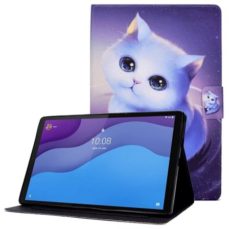 Lenovo Tab M10 (Gen 3) läderfodral med coolt mönster - Katt